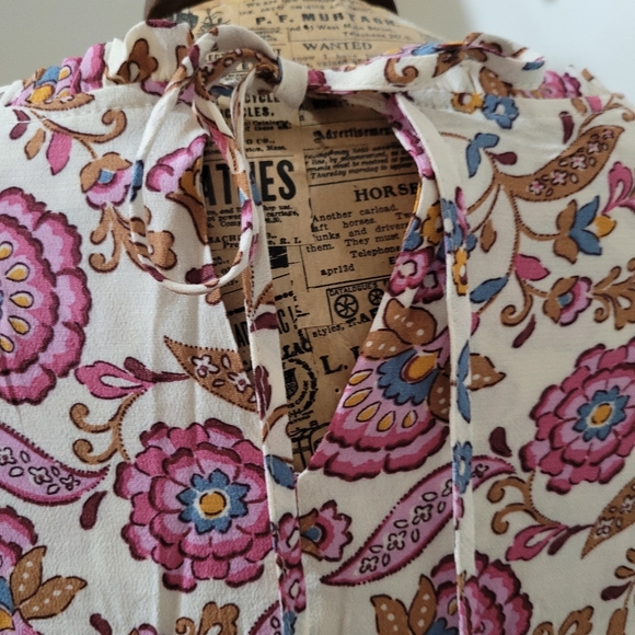 NWT Chaps Short Flowy Tunic Dress  Long sleeves with polkadots accents - Picture 6 of 10